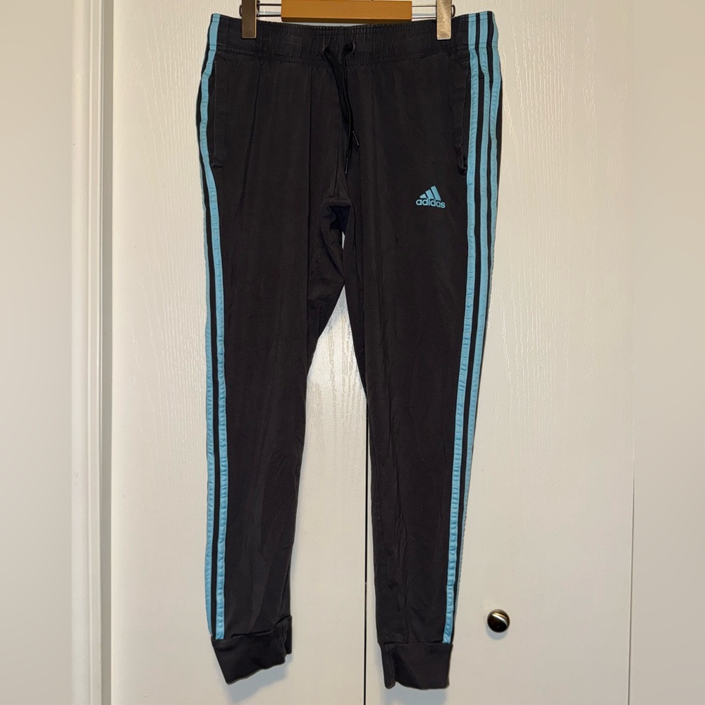 Adidas Grey & Blue Ankle Sweatpants